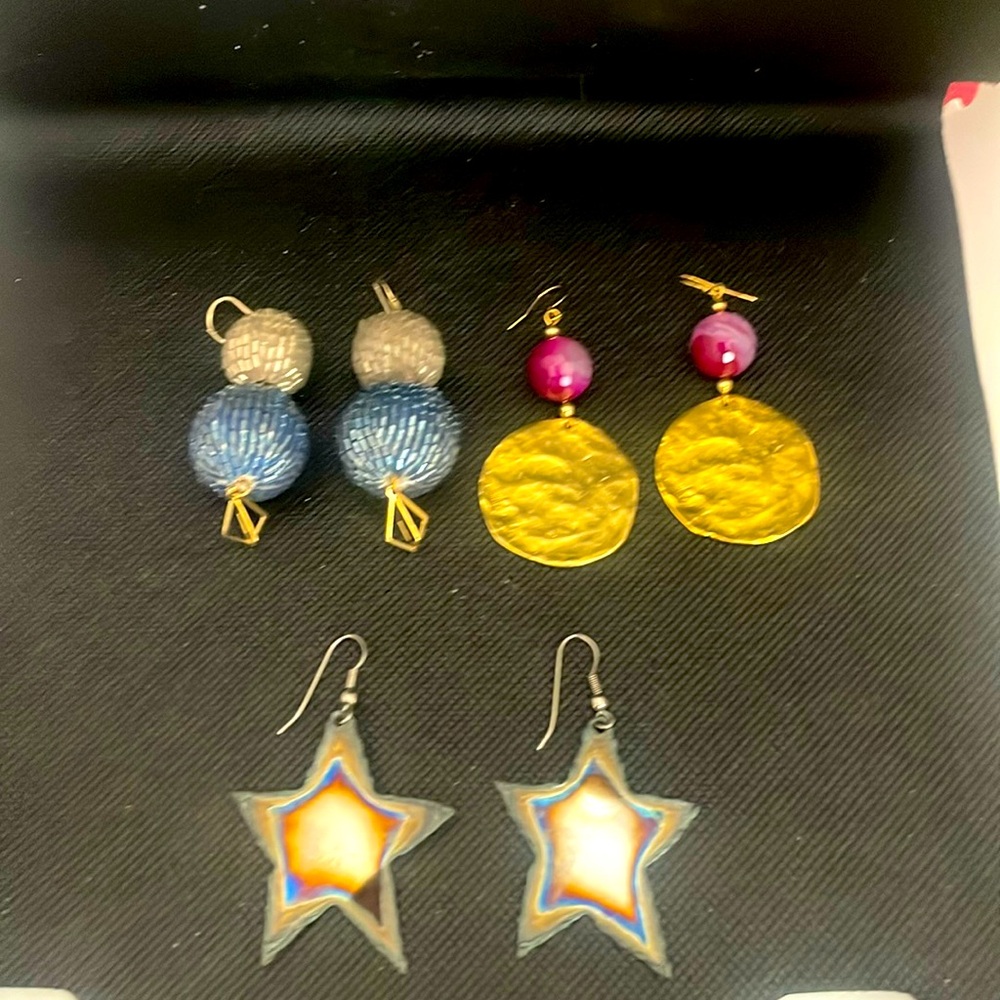 Add variety to your life.  3 pair of fashion earrings to match your mood.